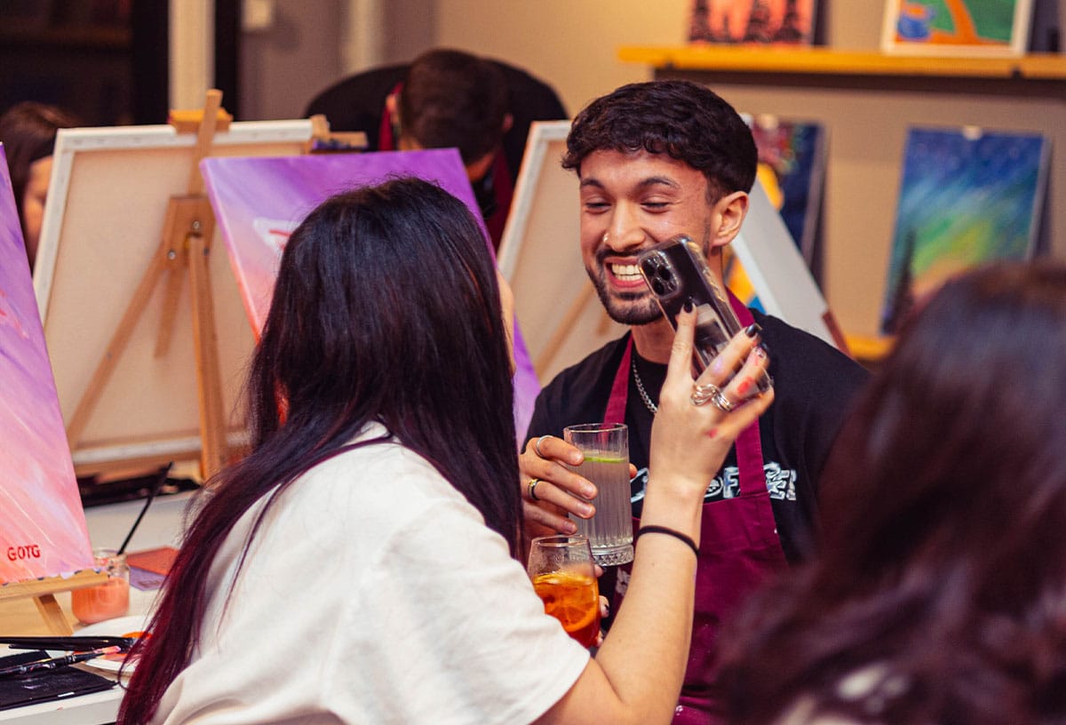 Date ideas include a paint and sip session at Pinot and Picasso