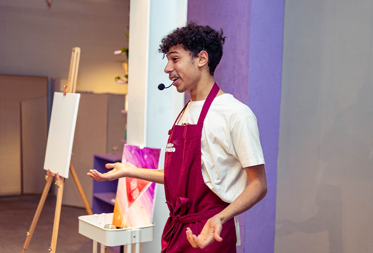An artist hosts a virtual paint and sip private event with Pinot & Picasso