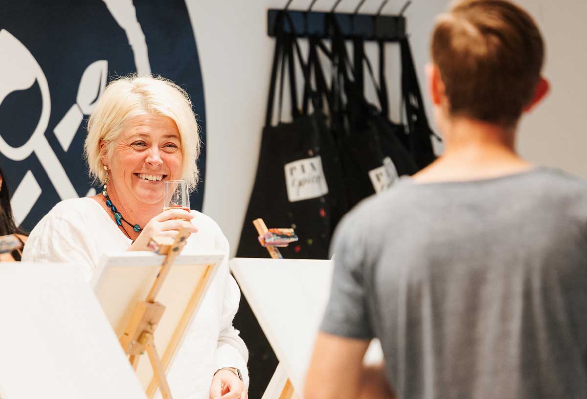 Mother's Day ideas Adelaide include a paint and sip class at Pinot and Picasso
