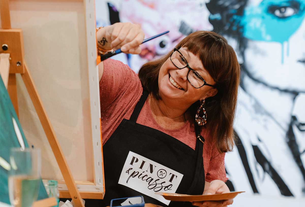 Mother's Day Ideas Brisbane include a paint and sip session at Pinot and Picasso