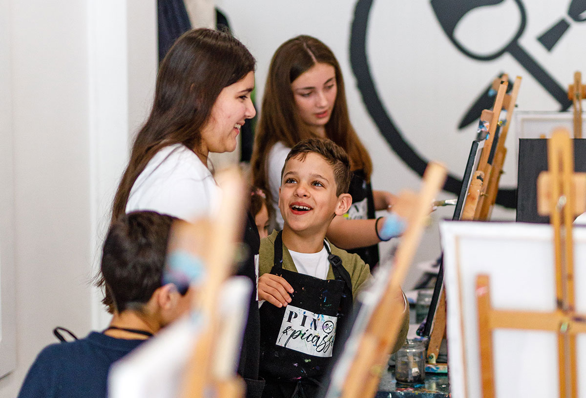 School holiday ideas Melbourne include a paint and sip class at Pinot and Picasso