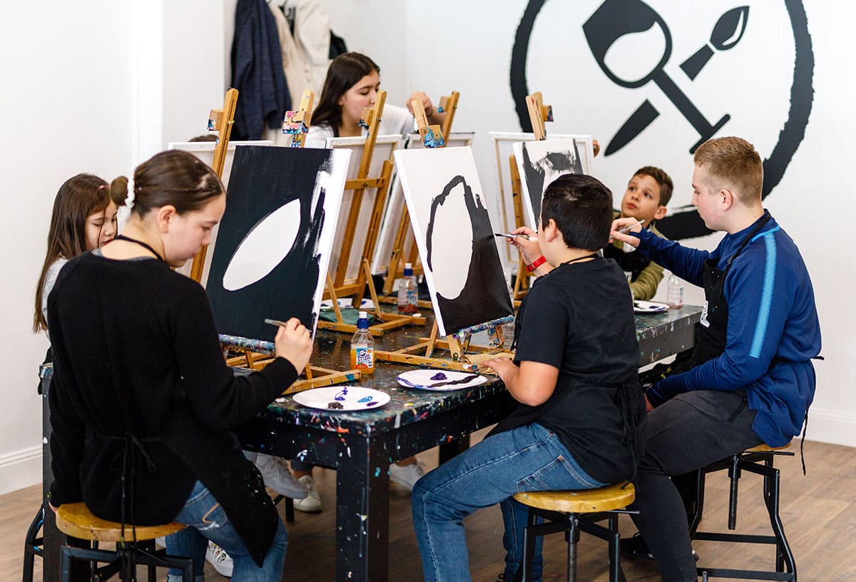 School holiday ideas Hobart include a paint and sip class at Pinot & Picasso
