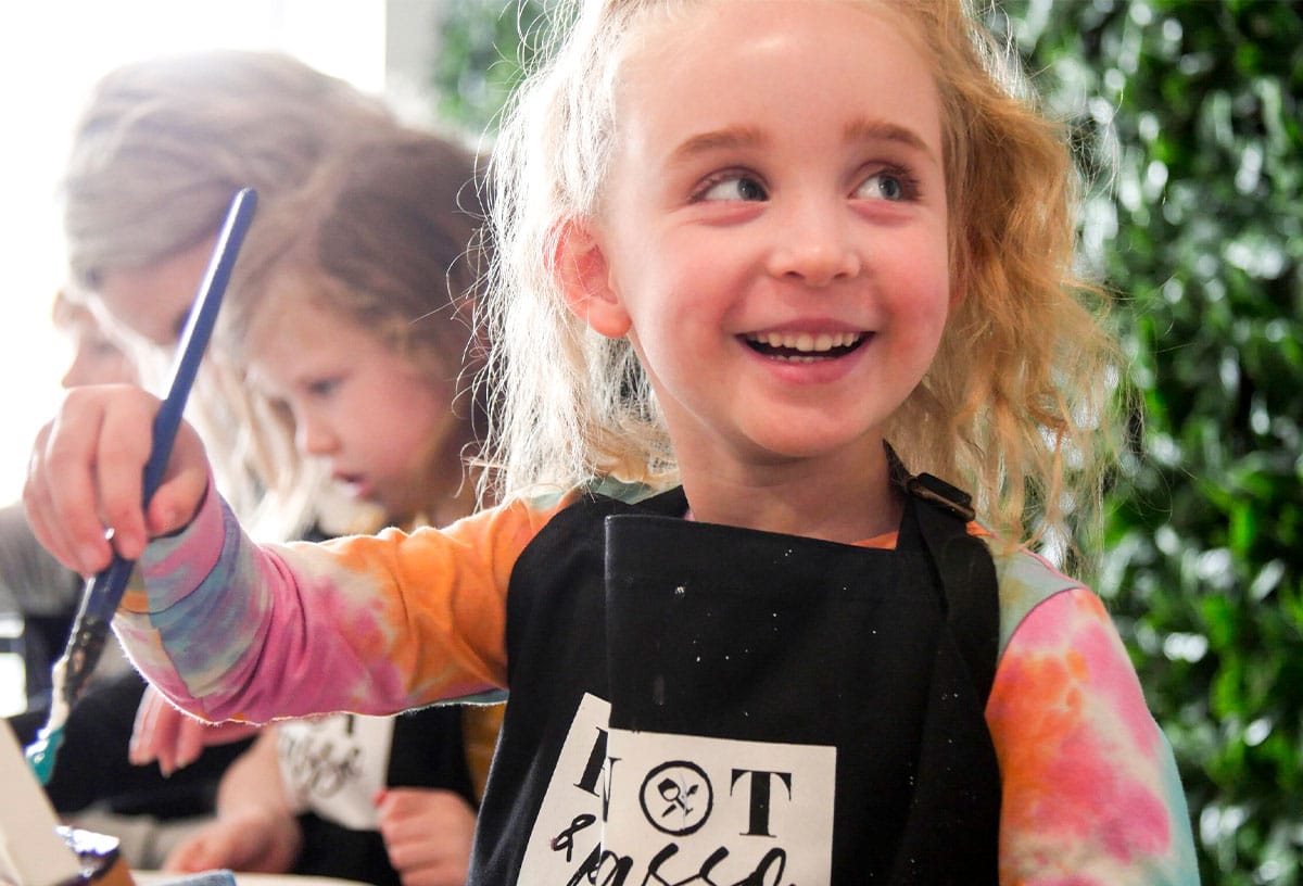 School Holiday ideas Perth include a kids art class at Pinot and Picasso