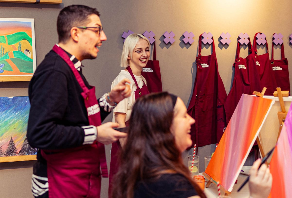 Team building ideas Adelaide include a paint and sip session at Pinot and Picasso
