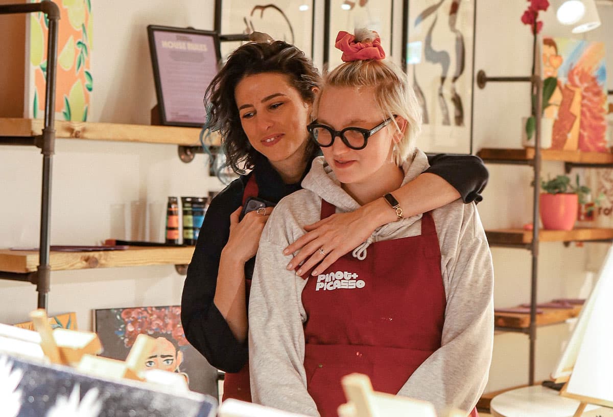 Date ideas Sydney include a paint and sip session at Pinot and Picasso