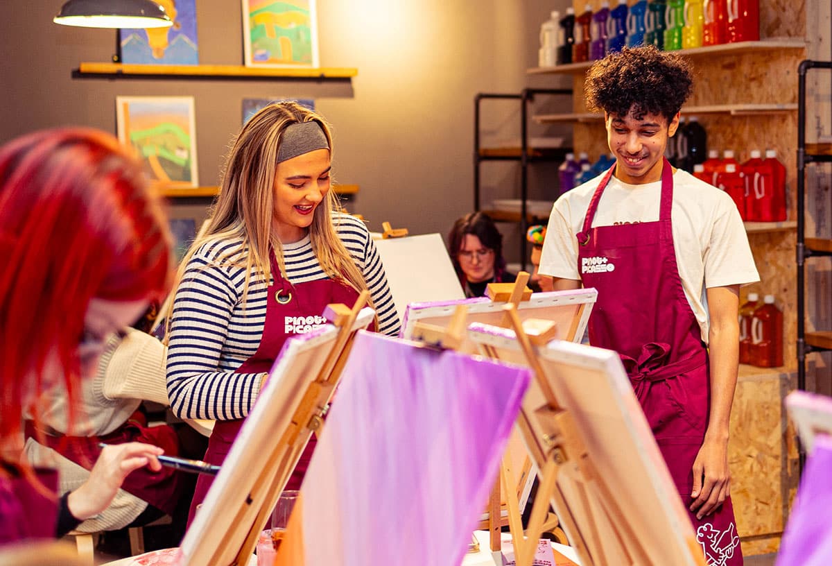 Hens party ideas Brisbane include a paint and sip session at Pinot and Picasso