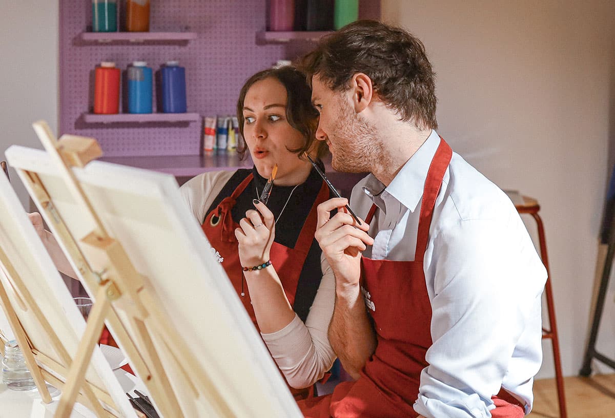 Date ideas Melbourne include a paint and sip session at Pinot and Picasso