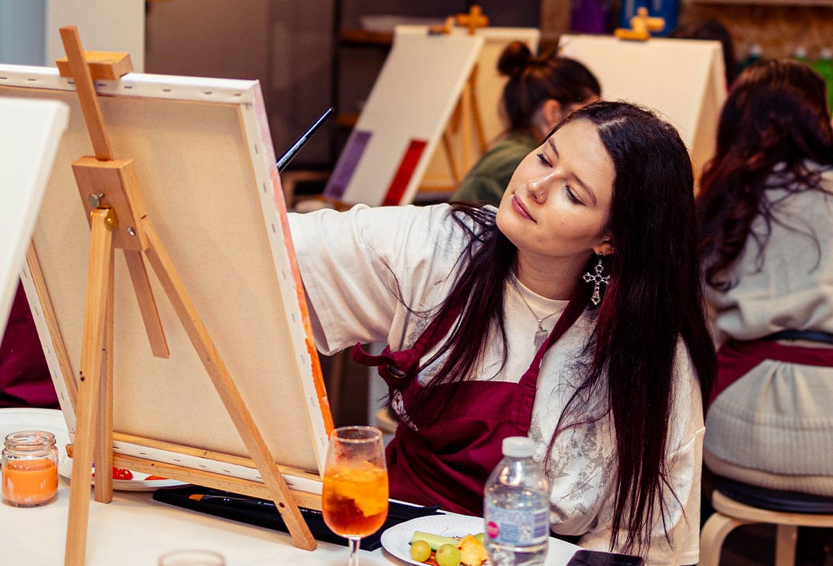 Bridal Shower ideas Hobart include a paint and sip session at Pinot and Picasso