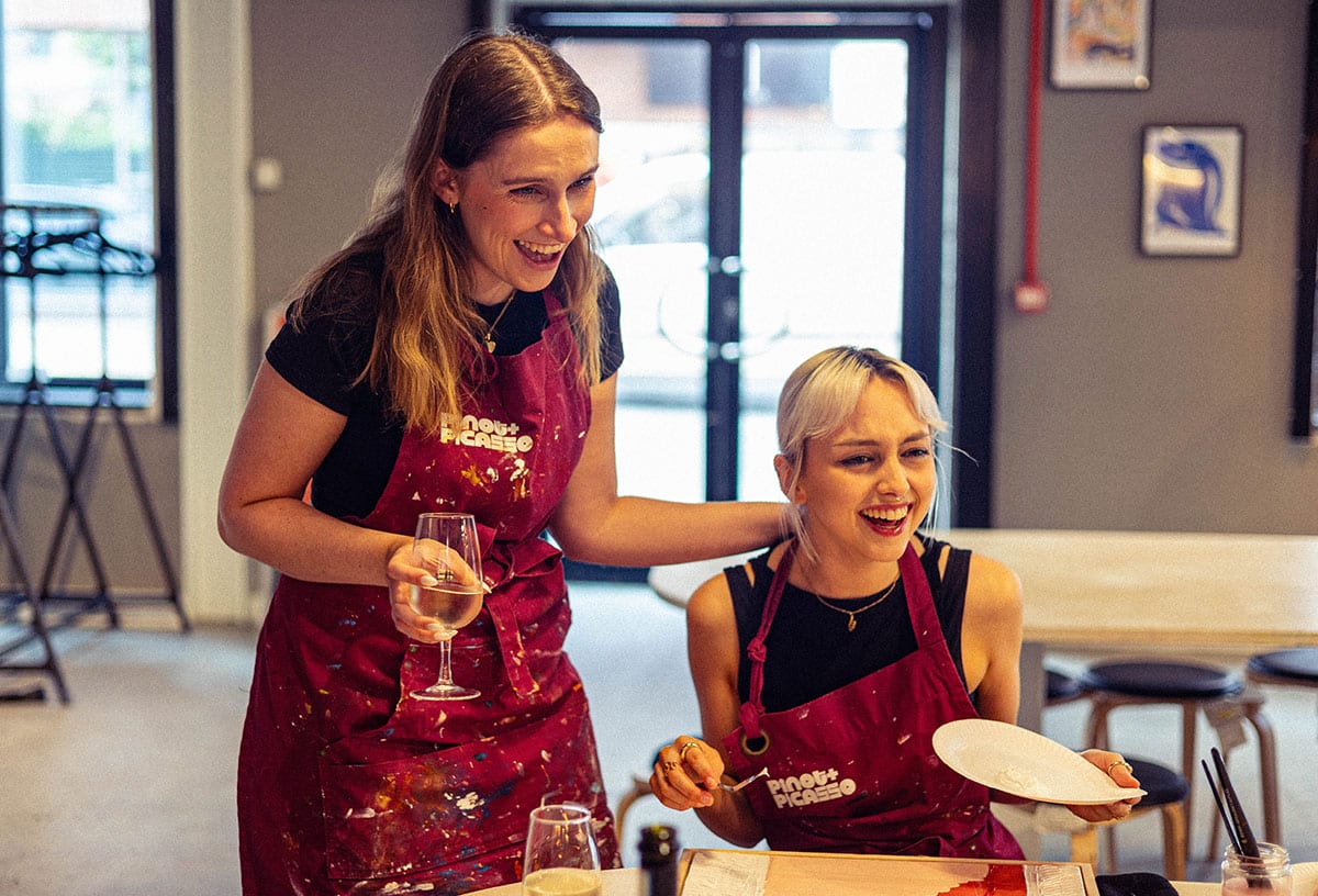 Hen Party ideas Perth include a paint and sip session at Pinot and Picasso