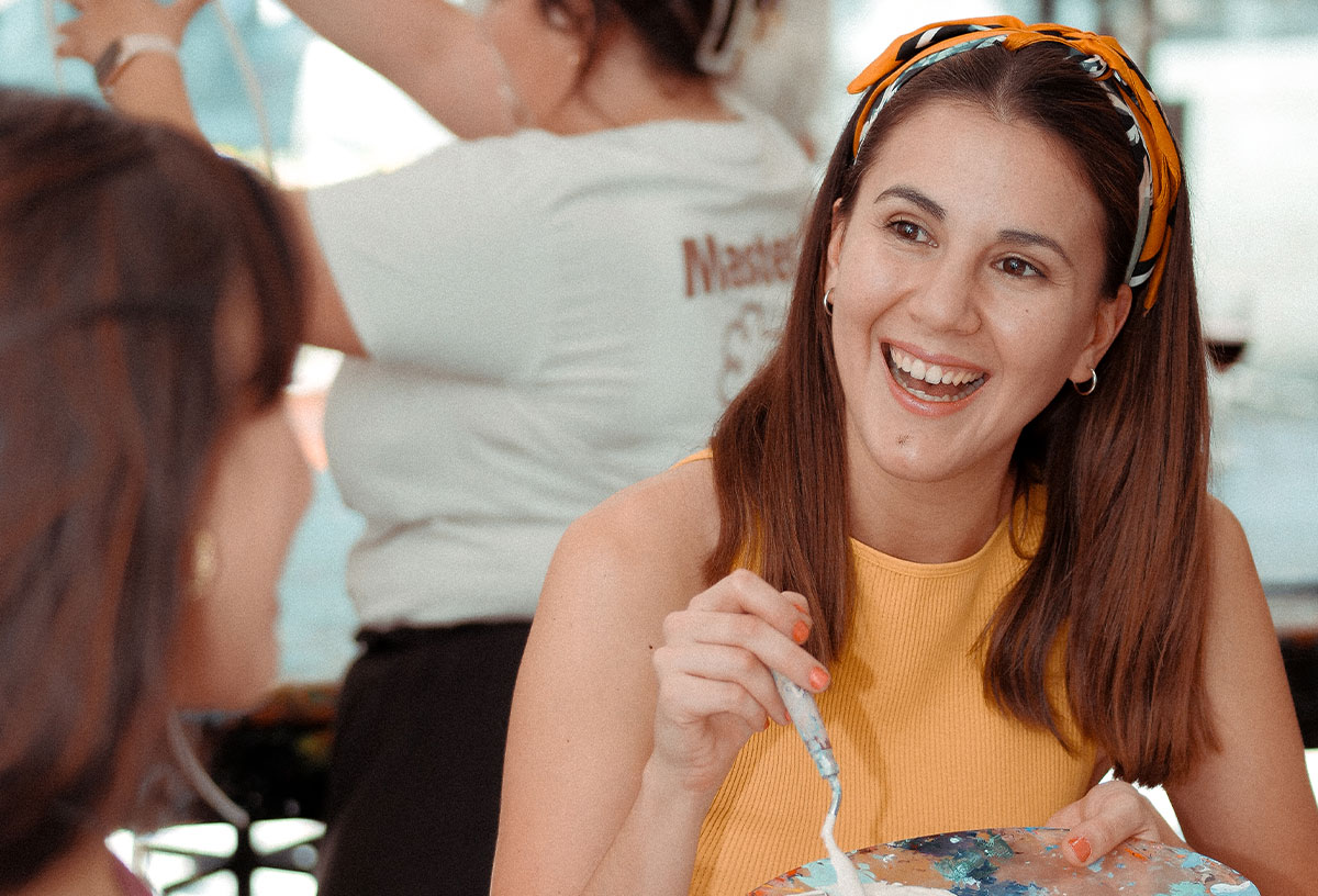 Team building ideas Sydney include a paint and sip workshop at Pinot and Picasso